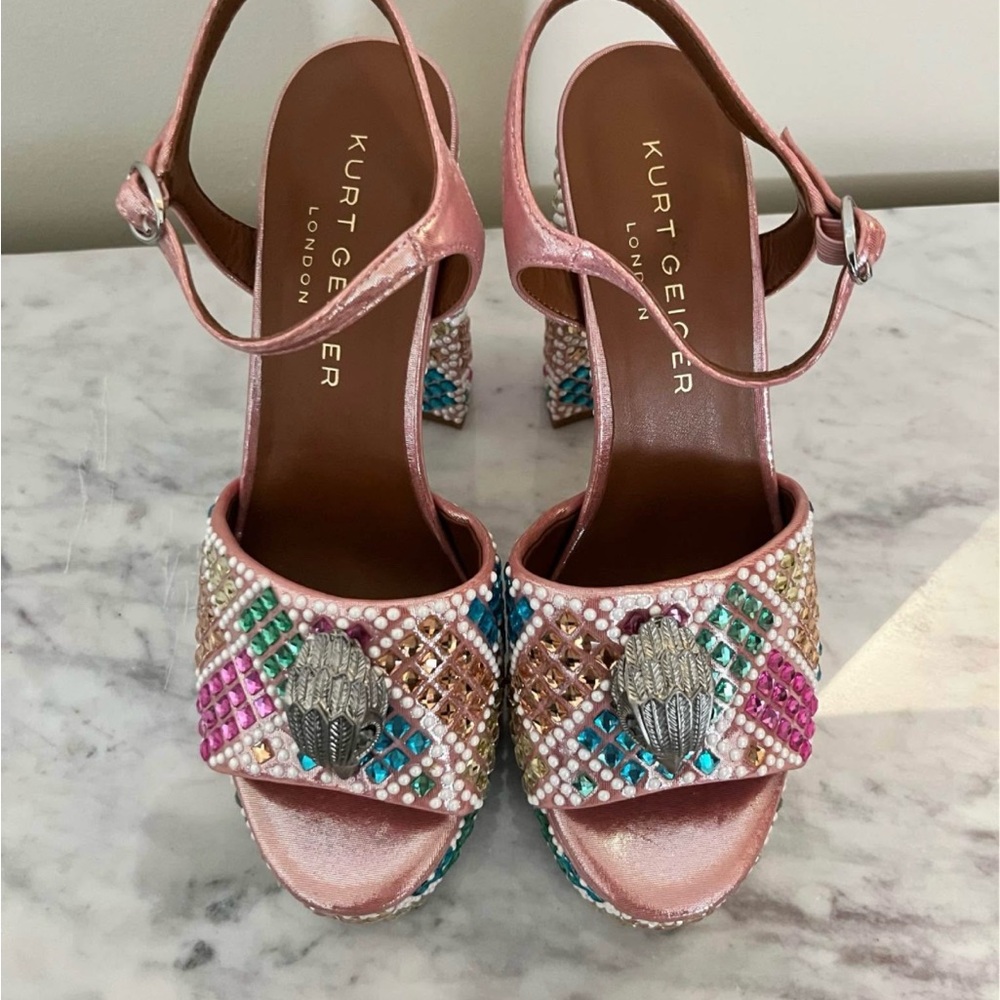 Kurt Geiger Pink and Multicolor Embellished Heels